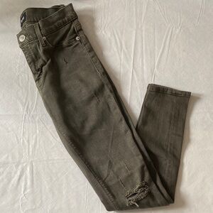 Hudson Jeans Nico Midrise Super Skinny Gray/Green with Distressed Detail